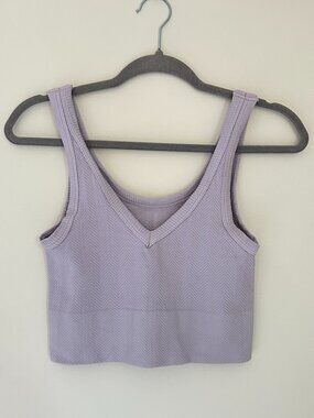 Nikibiki Lavender Purple V-Neck Crop Tank Top Stretchy MSRP $24